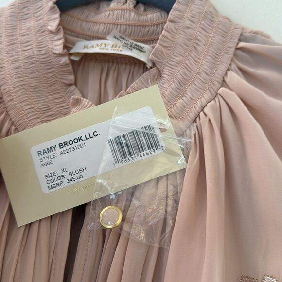 Ramy Brook Blush Abbe Sleeveless Embroidered Collar Ruffle Top XL NWT - Picture 10 of 10